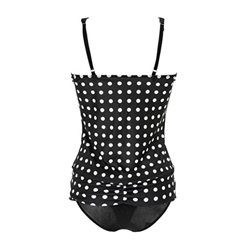 PAOLIAN Trajes de baño de Dos Piezas Bikini Sexy Mujer Verano 2018 Ropa de Playa Bañador Impreso Punto Tankinis Push up Camisolas y Pareos Shorts señora Swimsuit Talla Grande (3XL, Negro)