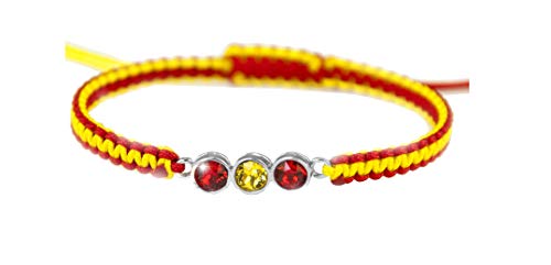 PAPOLY Pulseras ESPAÑA, Macramé Hecha A Mano Detalle de Plata DE Ley 925, Swarovski® Varios diseños y Colores Bandera DE ESPAÑA (Incluye Bolsa de Regalo)