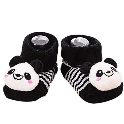 Paquete de 3 Pares Bebé Calcetines Antideslizante Soles Acogedor Dibujos Animados Recién Nacido Bebé Calcetines (S: 0-6 Meses, como el Cuadro demostrado)