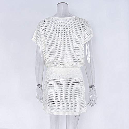 para Mujer Cubierta de Playa Ups,Blusa de Playa con Cuello en V y Cintura Cortada, Traje de baño de Bikini de Vacaciones Negro,Verano Pareo Playa Mujer Cuello