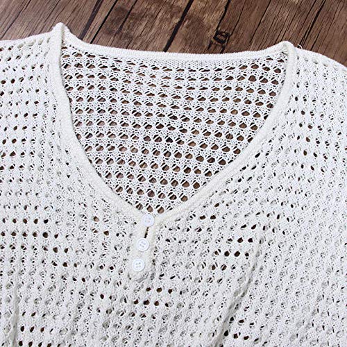 para Mujer Cubierta de Playa Ups,Blusa de Playa con Cuello en V y Cintura Cortada, Traje de baño de Bikini de Vacaciones Negro,Verano Pareo Playa Mujer Cuello