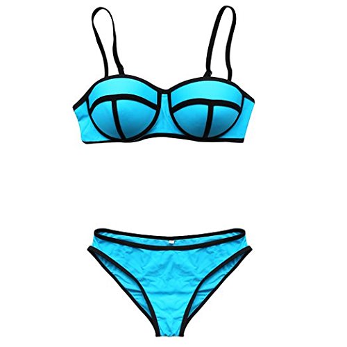 Para mujer traje de neopreno de dos piezas Push Up 3d Dving Bikini bañadores azul azul S