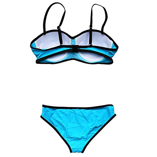 Para mujer traje de neopreno de dos piezas Push Up 3d Dving Bikini bañadores azul azul S