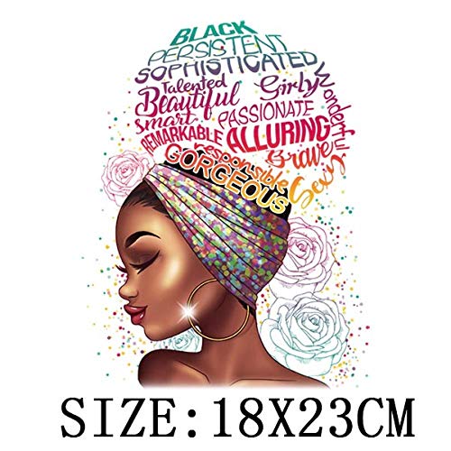 Parches Infantiles Para Ropa Bonita Pegatina De Transferencia Térmica Para Mujer Africana En La Ropa, Parches De Hierro Diy Para Ropa, Camiseta Lavable Para Mujer, Parche, Aplique-Tamaño: 18X23Cm