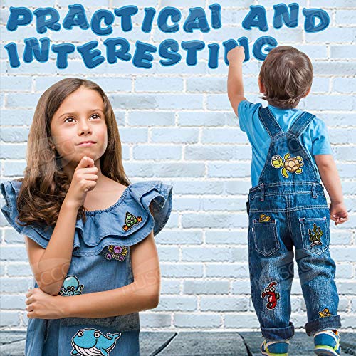 Parches Ropa，Muscccm 14 Pcs Vida Marina Termoadhesivos DIY Coser O Planchar En Los Parches Apliques Para Ropa Camiseta Jeans Sombrero Pantalon Bolsas Incluye Un Set De Kits De Costura