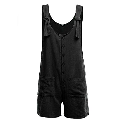 PARVAL Chaquetas Cortas y Casual para Mujer Monos con Botones Pantalón con Peto de Lino Pantalones Sueltos para Mujer Monos Largos y Anchos Pantalón Ancho con Bolsillos Colores múltiples