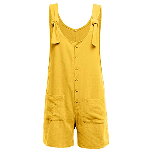 PARVAL Chaquetas Cortas y Casual para Mujer Monos con Botones Pantalón con Peto de Lino Pantalones Sueltos para Mujer Monos Largos y Anchos Pantalón Ancho con Bolsillos Colores múltiples