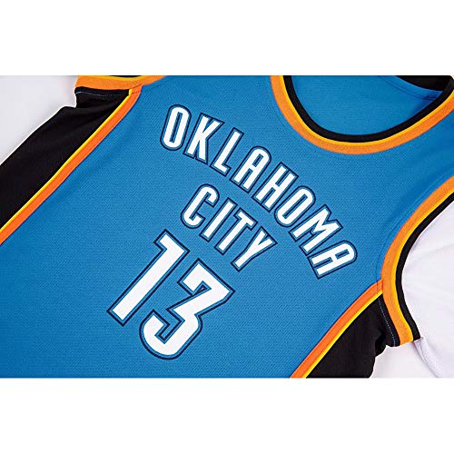 Paul George, N ° 13, camiseta del equipo Thunder, 13 #, falso uniforme de baloncesto de dos piezas de manga corta, tejido elástico transpirable de secado rápido, ropa deportiva para fanáticos. (Bl