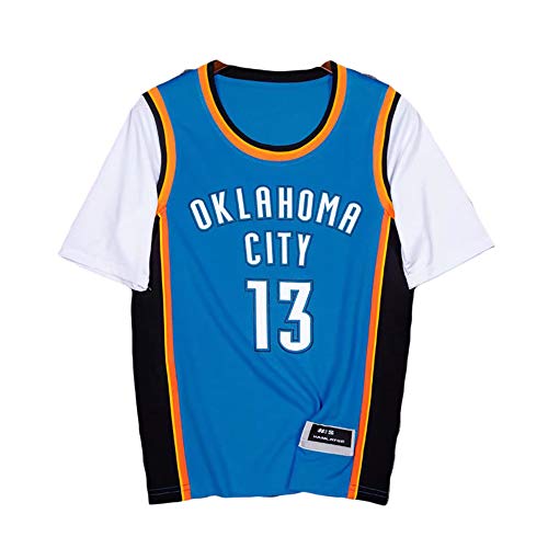 Paul George, N ° 13, camiseta del equipo Thunder, 13 #, falso uniforme de baloncesto de dos piezas de manga corta, tejido elástico transpirable de secado rápido, ropa deportiva para fanáticos. (Bl