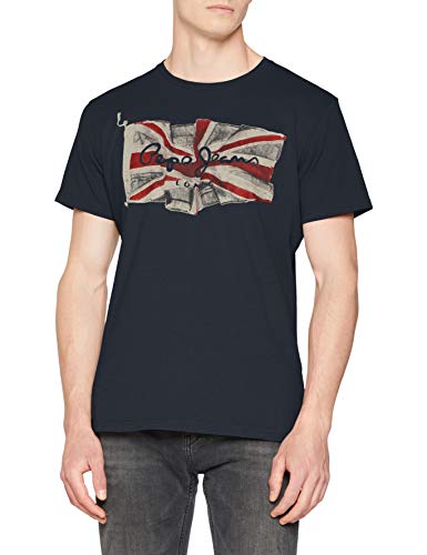 Pepe Jeans Flag Logo Camiseta, Azul (Dulwich 594), X-Large para Hombre