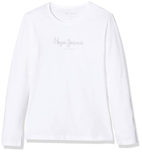 Pepe Jeans Hana Glitter L/S Camiseta, Blanco (White 800), 17-18 años para Niñas