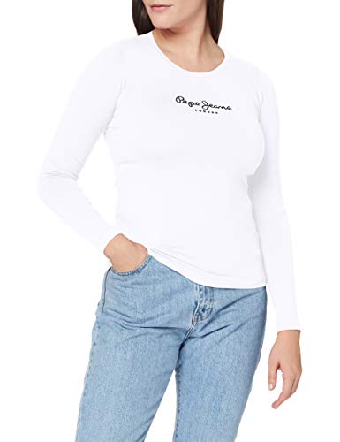 Pepe Jeans New Virginia LS PL502755 Camiseta, Blanco (White 800), Small para Mujer