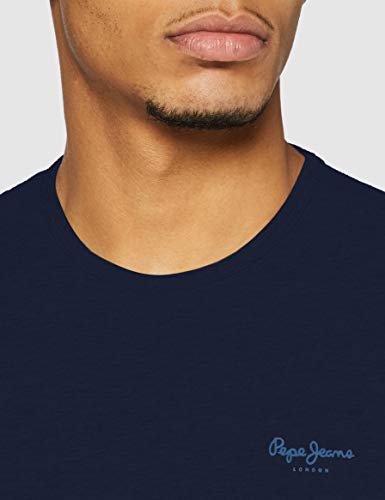 Pepe Jeans Original Basic S/S PM503835 Camiseta, Azul (Navy 595), Large para Hombre