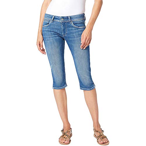 Pepe Jeans Saturn Crop Bañador, Azul (Medium Used Denim Gq2), W24 (Talla del Fabricante: 24) para Mujer