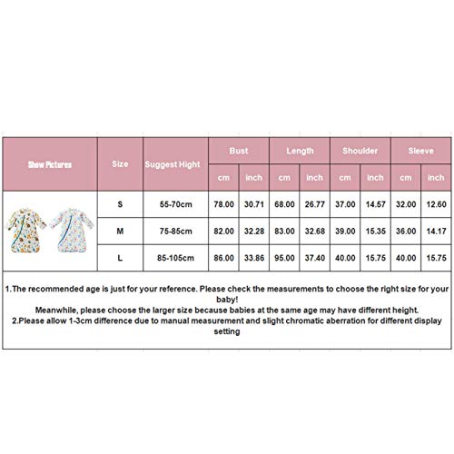 Per Saco de Dormir para Bebés de Invierno con Mangas Desmontables Pijamas para Bebés de 1-3 Años