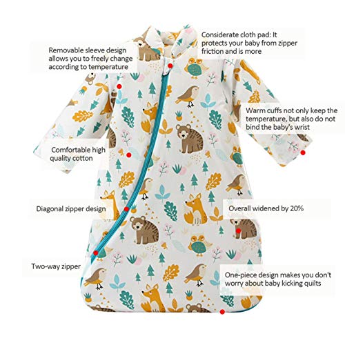 Per Saco de Dormir para Bebés de Invierno con Mangas Desmontables Pijamas para Bebés de 1-3 Años