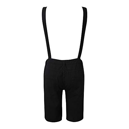 Peto Vaquero Hombre Corto Verano Casual Pantalones Vaqueros de Mono pantalón de Tirantes con Lavado Pantalones de Denim Jeans de Trabajo Overol de Mezclilla Negro 90