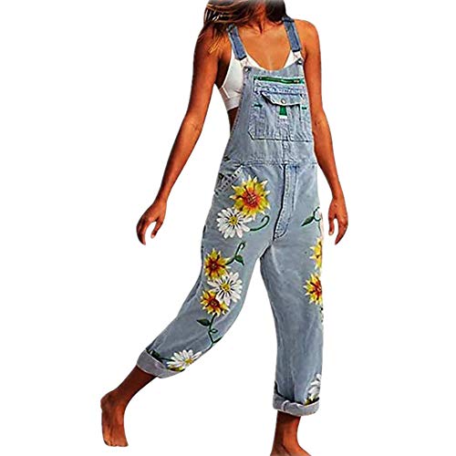 Petos de Pantalones Largo Casual para Mujer, Morbuy Verano Baggy Harem Mono Suelto Moda Bolsillos Overoles Jumpsuit Tirantes Playa Fiesta Noche Oficina Pantalones Embarazados (Azul Claro,M)
