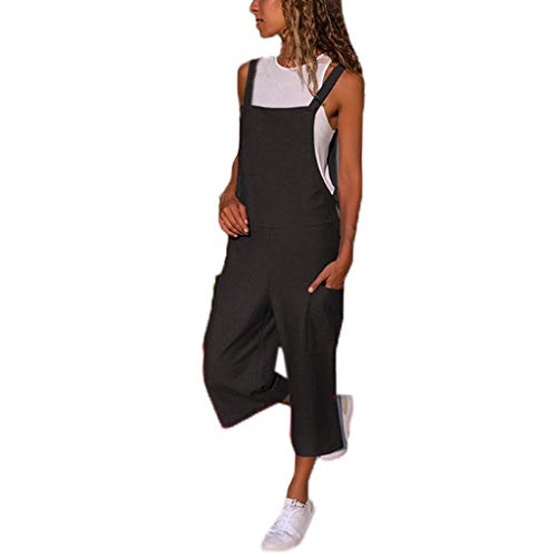 Petos Pantalones Largos Hippie para Mujer Casual Mono Holgado Verano Peto Tallas Grandes Negro XXXXXL