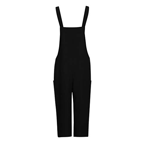 Petos Pantalones Largos Hippie para Mujer Casual Mono Holgado Verano Peto Tallas Grandes Negro XXXXXL