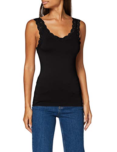 PIECES PCBARBERA Lace Top Noos Camiseta sin Mangas, Negro, XS para Mujer