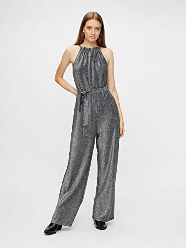 PIECES PCRINA Jumpsuit Mono Largo, Color Plateado, XS para Mujer