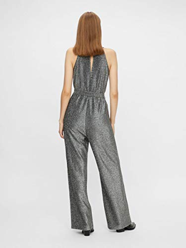 PIECES PCRINA Jumpsuit Mono Largo, Color Plateado, XS para Mujer