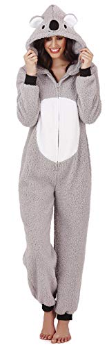 Pijama de una pieza para mujer, con forro polar suave Rosa Grey Koala Large 44-46
