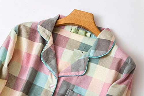 Pijama Mujer Algodon Invierno Manga Larga Ropa de Dormir Tallas Grandes Camison Botones Pijamas