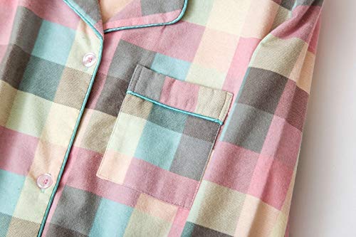 Pijama Mujer Algodon Invierno Manga Larga Ropa de Dormir Tallas Grandes Camison Botones Pijamas