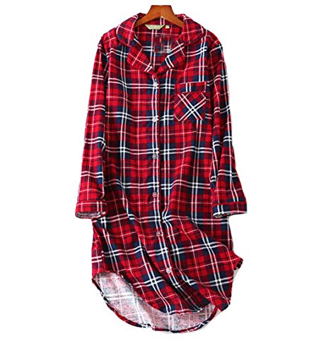 Pijama Mujer algodón Otoño Invierno Manga Larga Ropa de Dormir Tallas Grandes Pijamas Camison Botones