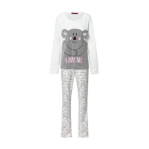 Pijama Niña Térmico Polar Largo Gris Bordado Osito (Love, 10 años)