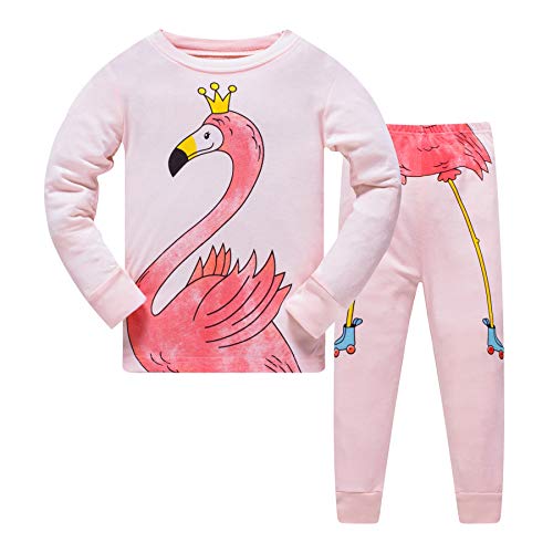 Pijama niñas Invierno-Pijama para niñas-Pijamas de Flamenco para niñas-Manga Larga niñas Ropa de algodón Traje Dos Set 3 Años
