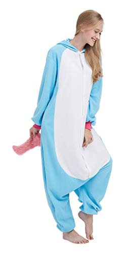 Pijama Unicornio Onesie Adultos Mujer Cosplay Animal Disfraces Halloween Carnaval Cosume Azul S