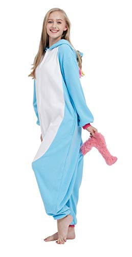 Pijama Unicornio Onesie Adultos Mujer Cosplay Animal Disfraces Halloween Carnaval Cosume Azul S