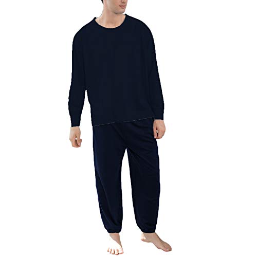 Pijama Unisex Hombre Mujer a Juego Pijama Parejas de 2 Piezas Conjuntos de Pareja Ropa de Casa Camiseta Manga Larga y Pantalones Largos (Hombre9, XXXL)