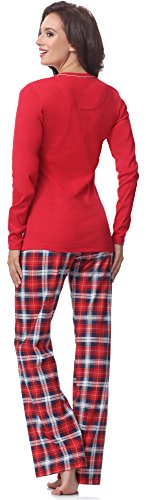 Pijamas Damas Otoño Invierno Conjunto de Pijamas Nocturnos Bata de Dos Piezas de Manga Larga 2020 (L, Rojo1)