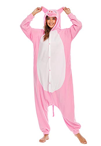 Pijamas de Animales de Una Pieza Unisexo Adulto Traje de Dormir Cosplay Pijama Cerdo,LTY53,L