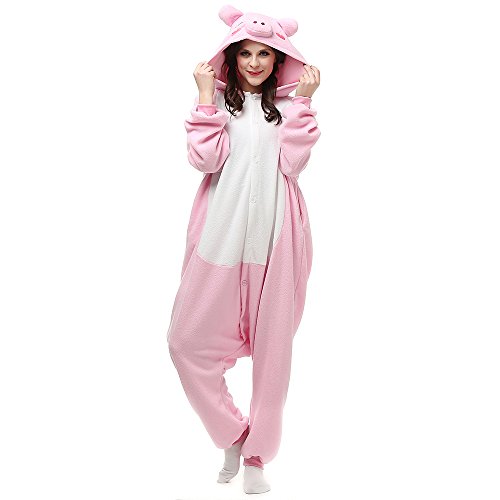 Pijamas de Animales Disfraces Onesie Animal para Adultos Mono Cosplay Pijama Cerdo Invierno Unisex Mujeres y Hombres,LTY53,M