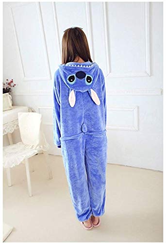 Pijamas Disfraces Onesie Animal Adultos Kigurumi Carnaval Halloween o Fiesta Espectáculo Navideño Mono Cosplay Ropa Interior de Zoológico Invierno Unisex Mujeres y Hombres (Stitch Azul, S)