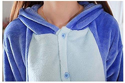 Pijamas Disfraces Onesie Animal Adultos Kigurumi Carnaval Halloween o Fiesta Espectáculo Navideño Mono Cosplay Ropa Interior de Zoológico Invierno Unisex Mujeres y Hombres (Stitch Azul, S)