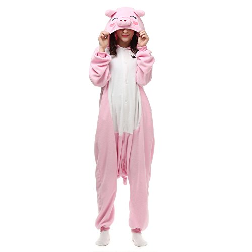 Pijamas Enteros Cosplay Adulto Ropa de Dormir Hombre Camisones Disfraces Carnaval Ropa Pijamas de Una Pieza Mujer Cerdo Rosa