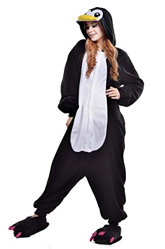 Pijamas Enteros Cosplay Adulto Ropa de Dormir Hombre Camisones Disfraces Carnaval Ropa Pijamas de Una Pieza Mujer Pingüino Negro