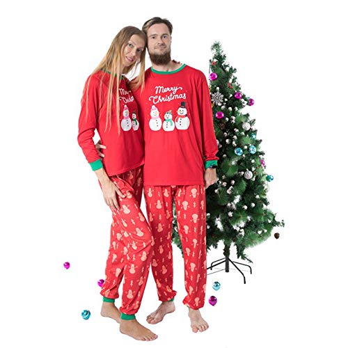 Pijamas Mujer Camisón Conjunto De Pijamas Navideños A Juego con La Familia Ropa para Mamá Y Niños Muñeco De Nieve Estampado Cálido Camiseta Y Pantalón Ropa De Navidad para Adultos Traje Kids140 O