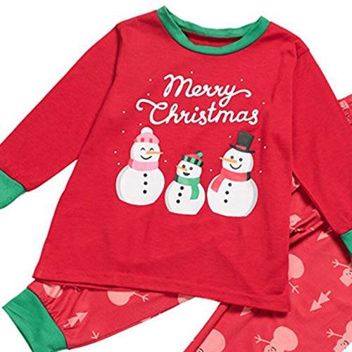 Pijamas Mujer Camisón Conjunto De Pijamas Navideños A Juego con La Familia Ropa para Mamá Y Niños Muñeco De Nieve Estampado Cálido Camiseta Y Pantalón Ropa De Navidad para Adultos Traje Kids140 O
