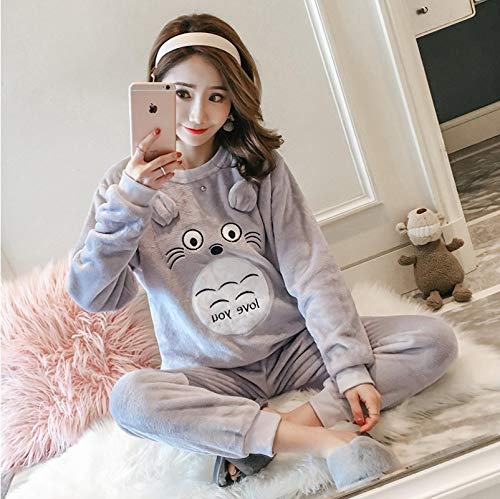 Pijamas Mujer Camisón Conjuntos De Pijamas con Capucha Gruesos Y Cálidos De Franela para Mujer, Ropa De Dormir De Terciopelo Coral De Manga Larga De Invierno, Ropa De Casa XL 03