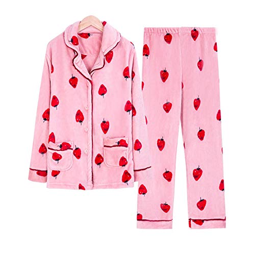 Pijamas Mujer Camisón Otoño Invierno Cálido Franela Pijamas Gruesos con Capucha Coral Fleece Conjuntos De Pijamas De Mujer Pijamas De Pareja Hombres Ropa De Dormir Ropa De Casa M Pinkpajamas