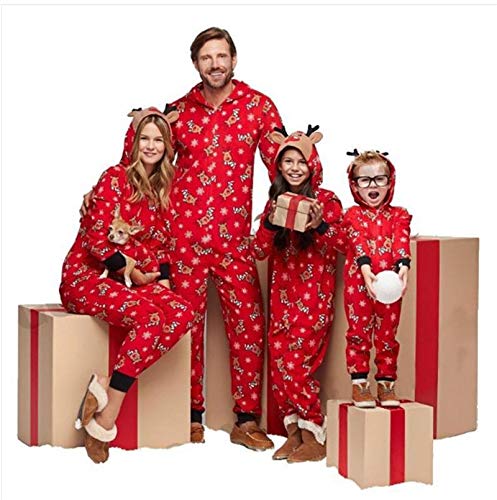 Pijamas Mujer Camisón Traje A Juego De La Familia Navideña Mono Hombres Mujeres Pijamas con Estampado De Navidad Ropa Roja Moda Ropa De Dormir De Navidad Traje Moml Rojo