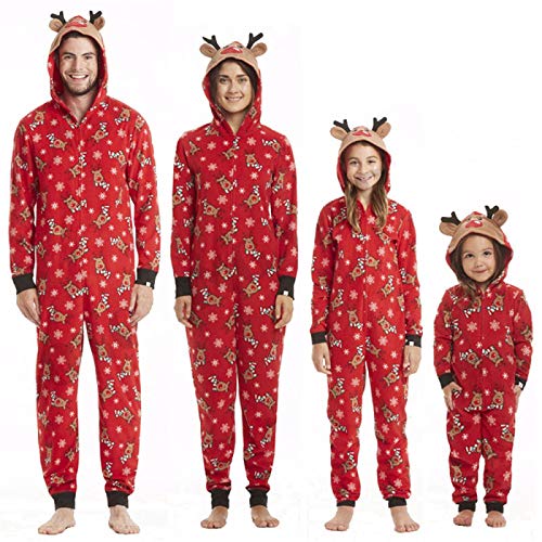 Pijamas Mujer Camisón Traje A Juego De La Familia Navideña Mono Hombres Mujeres Pijamas con Estampado De Navidad Ropa Roja Moda Ropa De Dormir De Navidad Traje Moml Rojo
