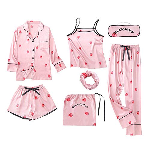 Pijamas Mujer Ropa de Dormir Ropa de Casa Elegante 7 Piezas Camisónpara Mujer Suave y Comodo Dormir Casual Conjunto de Pijamas para Todas Las Estacioes Camisones